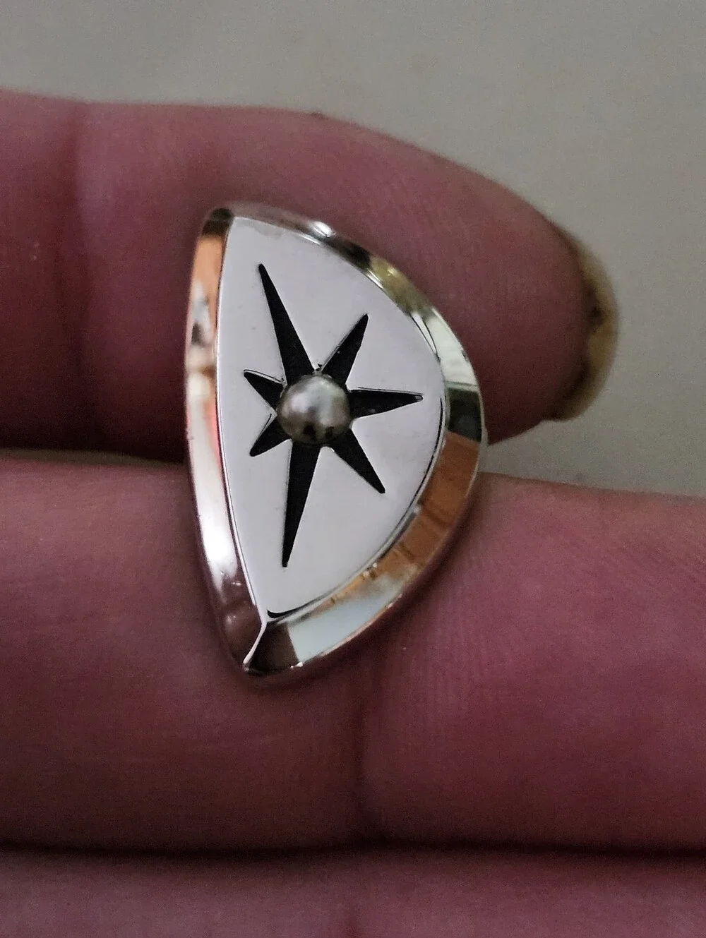 Vtg Mid Century Modern Hickok Silver Tone Cufflinks With Starburst Design